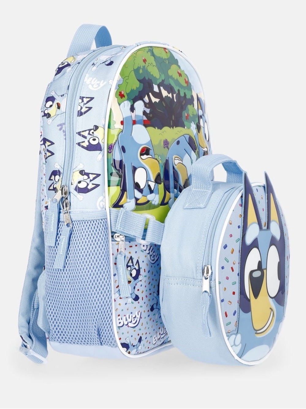 Bluey Kids Backpack with Character Front Pocket - Light Blue W